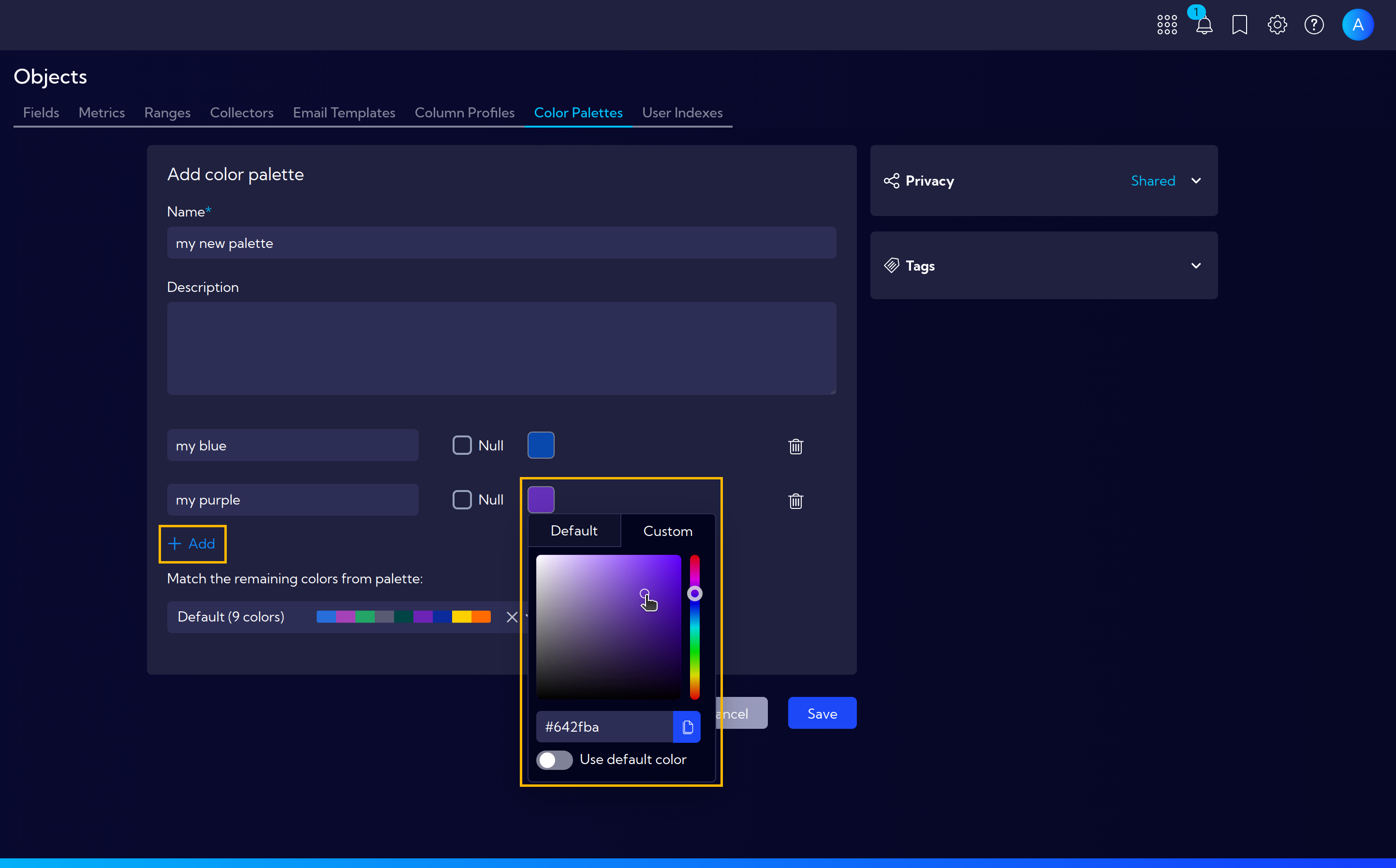 Add color palette