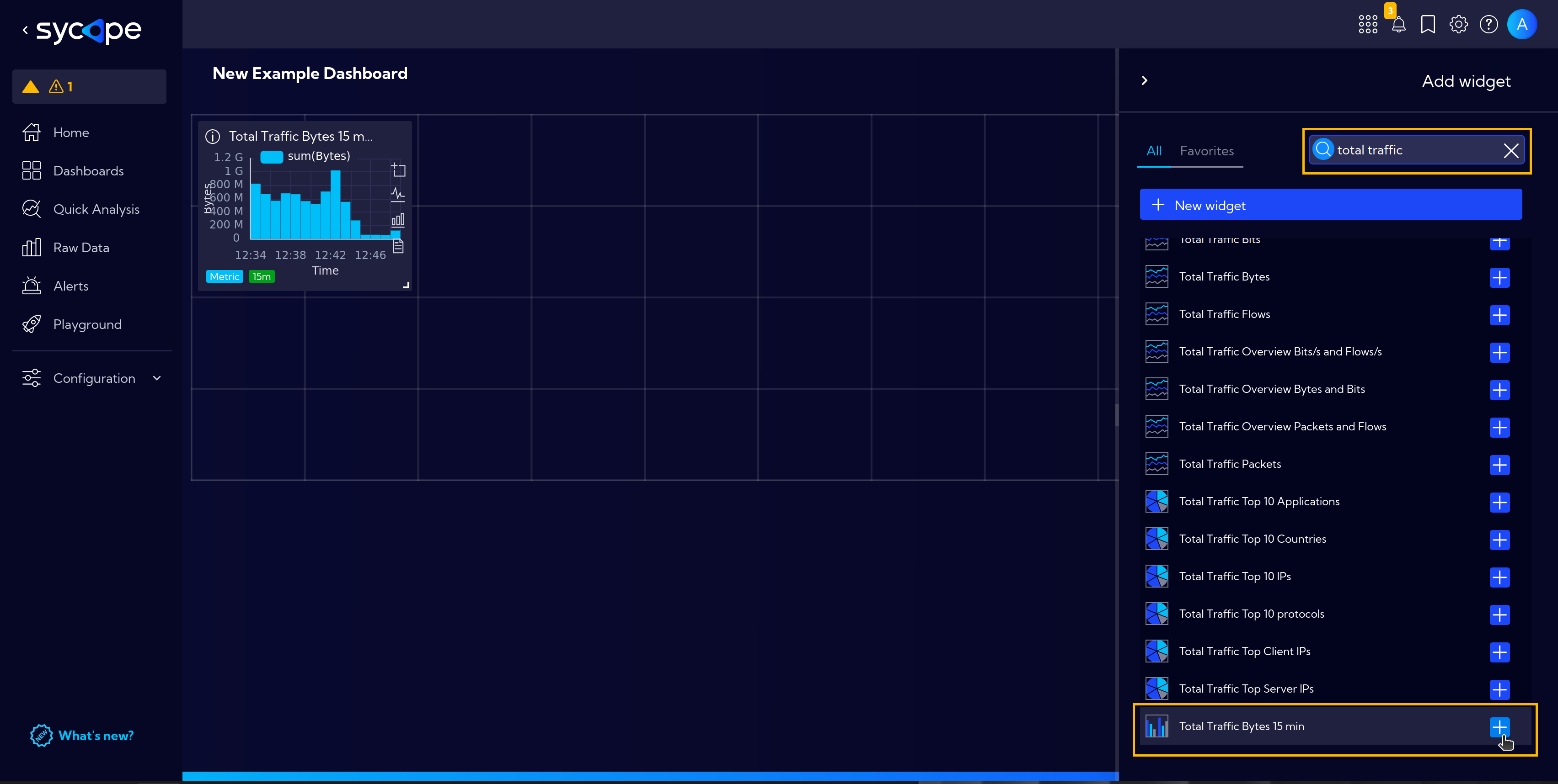 Add Total Traffic Widget