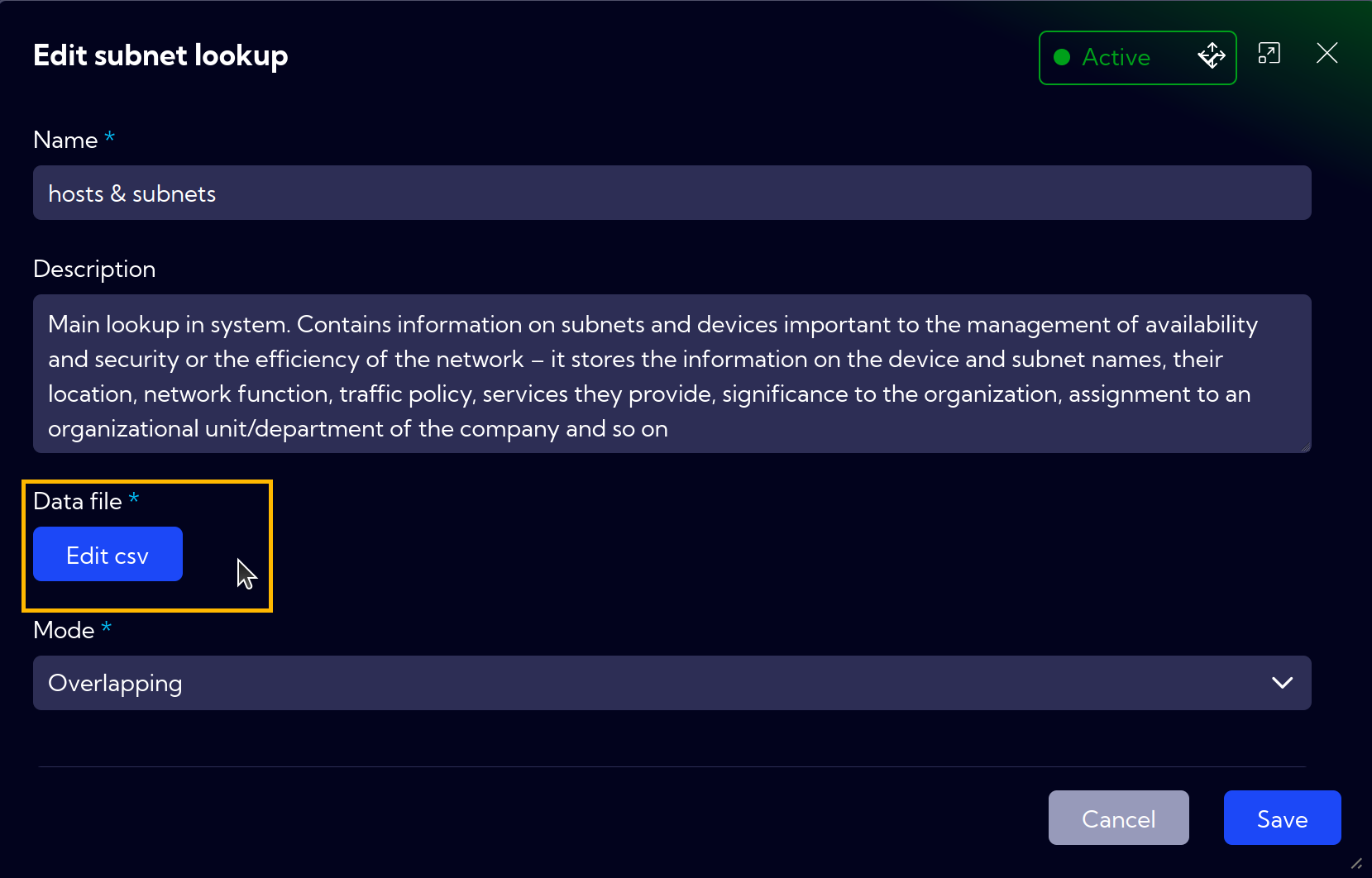 Edit subnet lookup