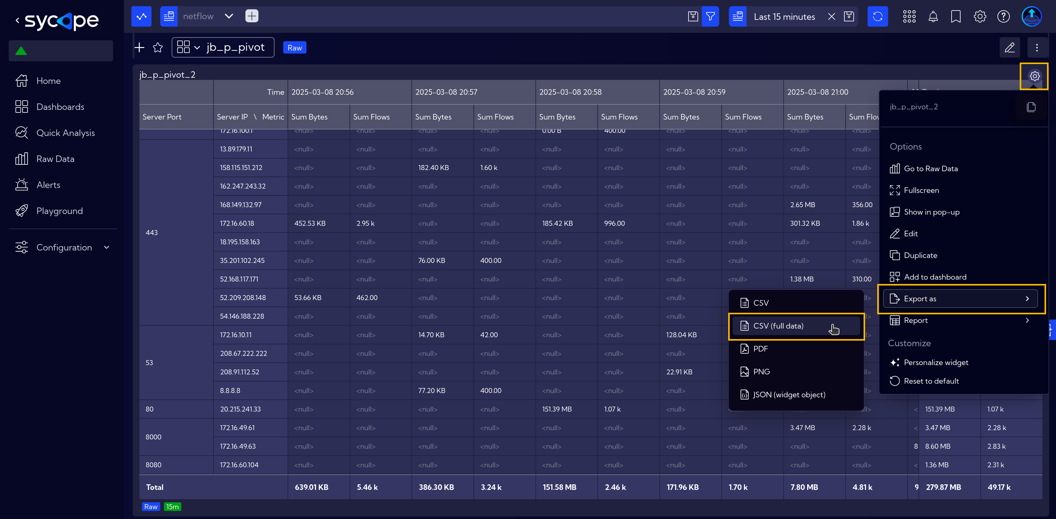 Export Full Data