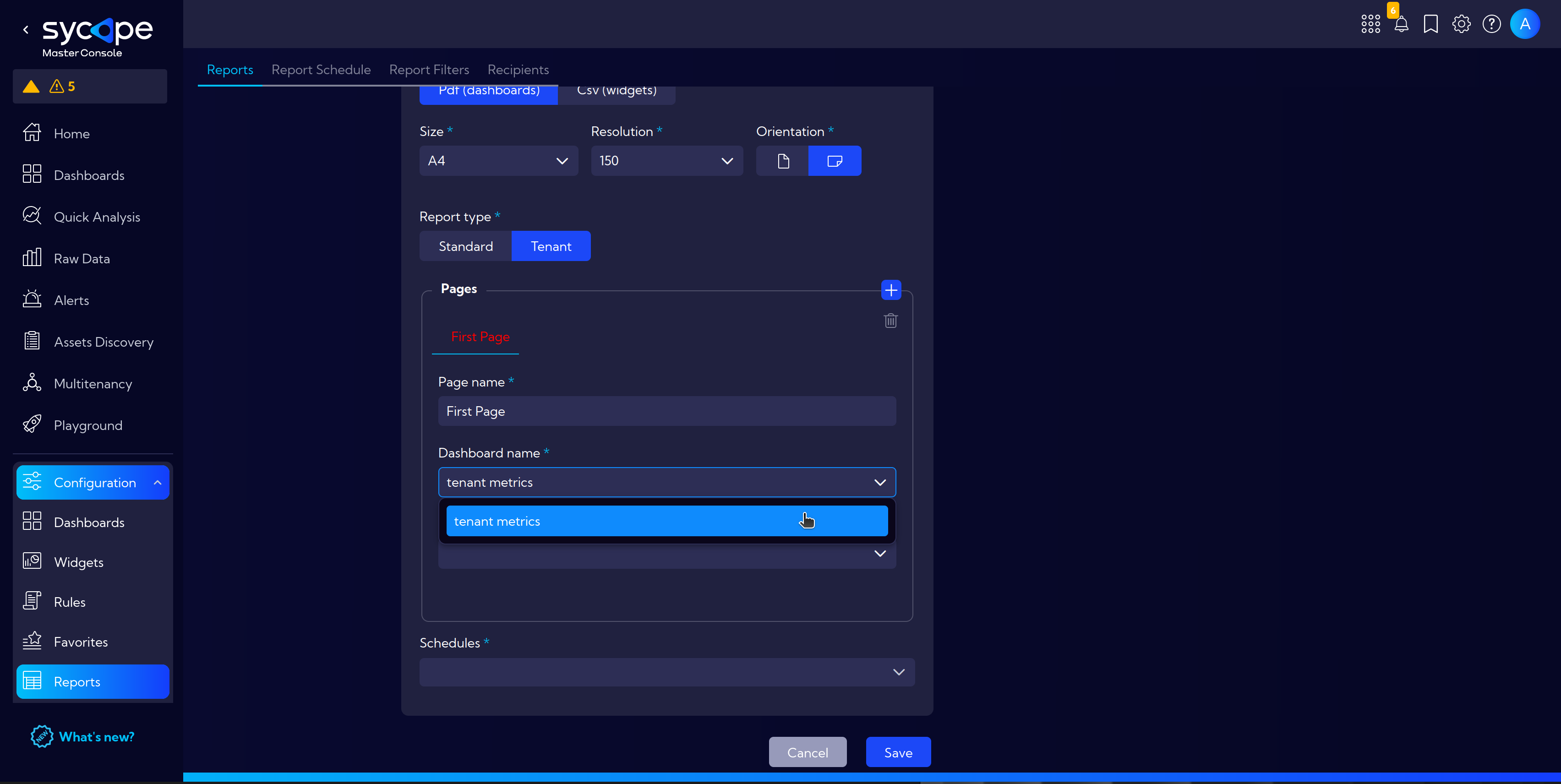 Dashboard Name for Tenants