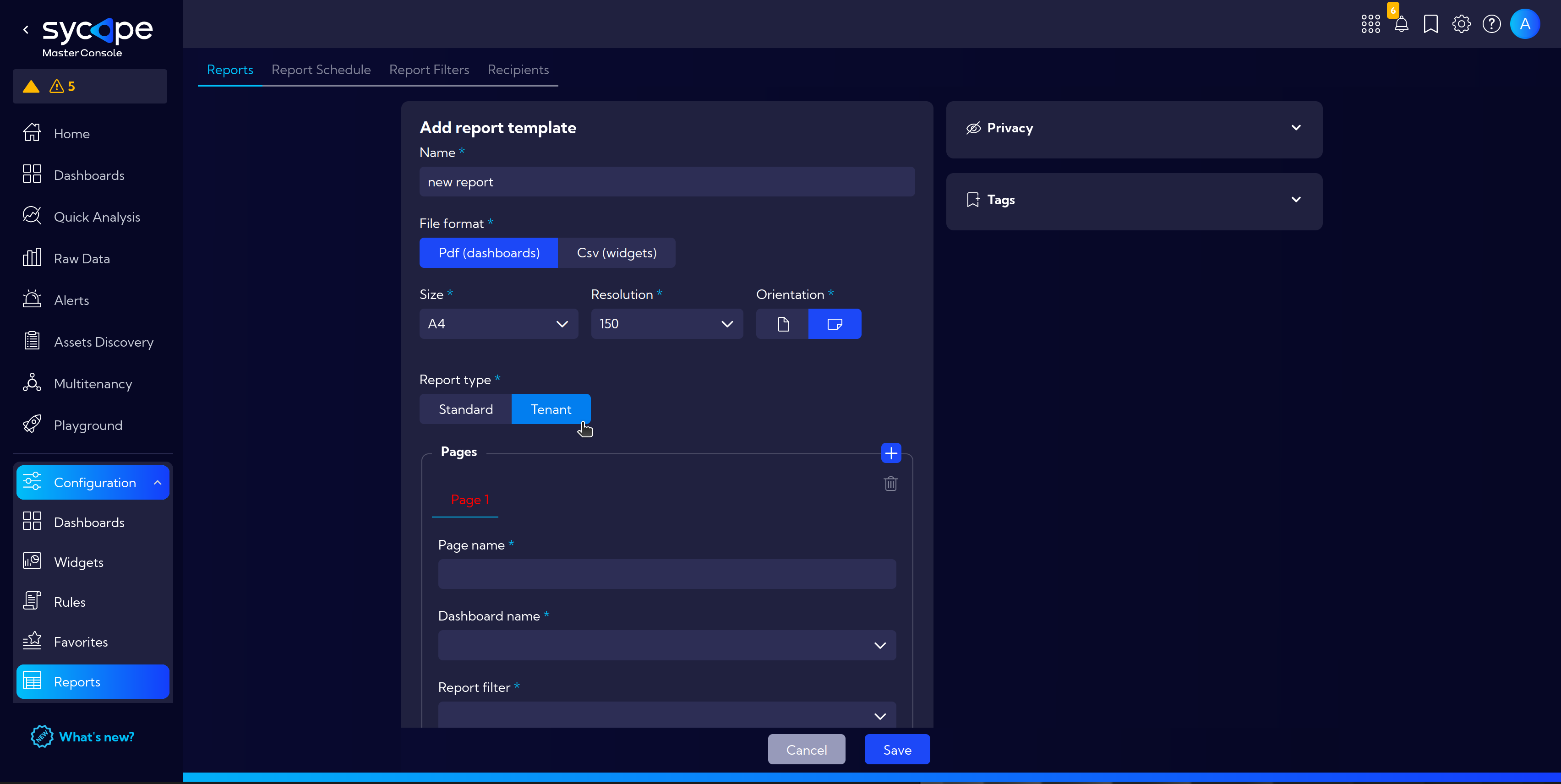 Report Type: Tenant