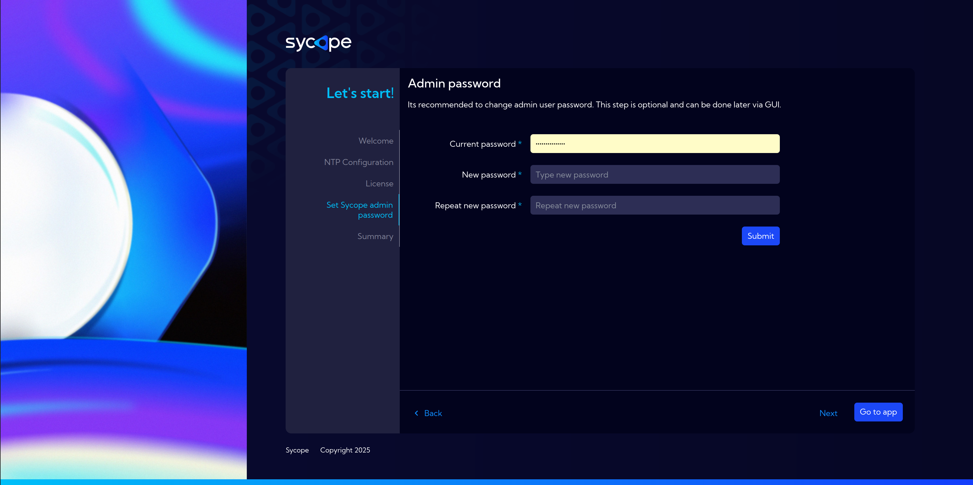 Set Sycope admin password